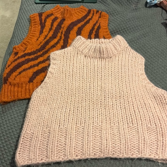 Zara Sweaters - Zara Zébra Print and Light Pink Sweater Vest